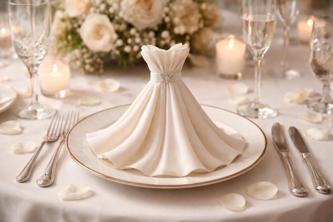 découvrez notre tutoriel étape par étape pour réaliser un pliage de serviette en robe, idéal pour sublimer la décoration de votre mariage avec élégance.