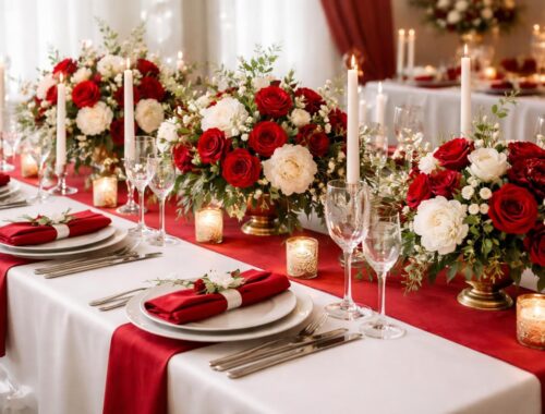 découvrez 15 idées inspirantes de décorations de table de mariage en rouge et blanc pour une ambiance élégante et romantique.