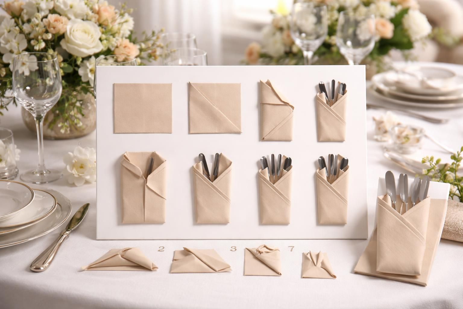 apprenez à réaliser un pliage de serviette en papier porte-couverts élégant pour sublimer vos tables et impressionner vos invités lors de vos réceptions.