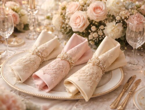 découvrez nos serviettes de table élégantes, parfaites pour apporter une touche raffinée à votre mariage et créer une ambiance inoubliable.