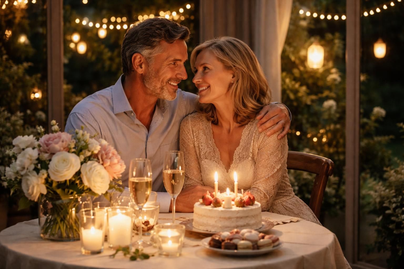 organisez une célébration intime et mémorable pour votre anniversaire de mariage, entourés de vos proches dans une ambiance chaleureuse et conviviale.