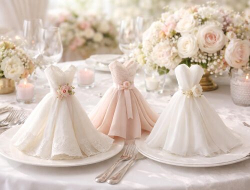 découvrez comment le pliage de serviette en forme de robe peut apporter élégance et charme à votre table de mariage, pour une décoration raffinée et mémorable.