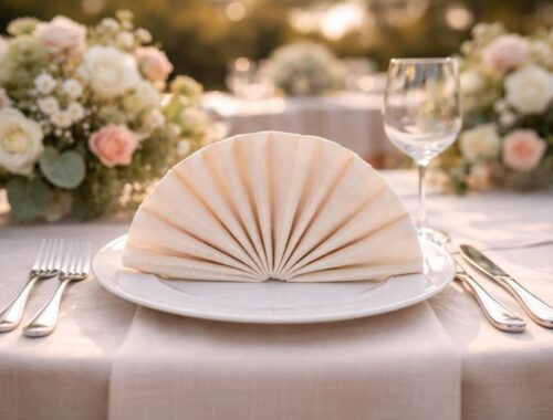 découvrez nos astuces pour réussir le pliage de serviette en tissu en forme d'éventail et sublimer la décoration de votre mariage avec élégance.