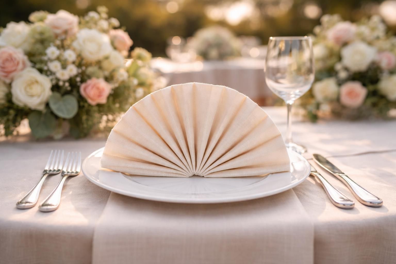 découvrez nos astuces pour réussir le pliage de serviette en tissu en forme d'éventail et sublimer la décoration de votre mariage avec élégance.
