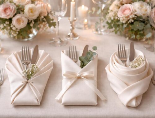 découvrez des idées originales de pliage de serviette avec range-couverts pour sublimer votre mariage et émerveiller vos invités avec une décoration élégante et personnalisée.