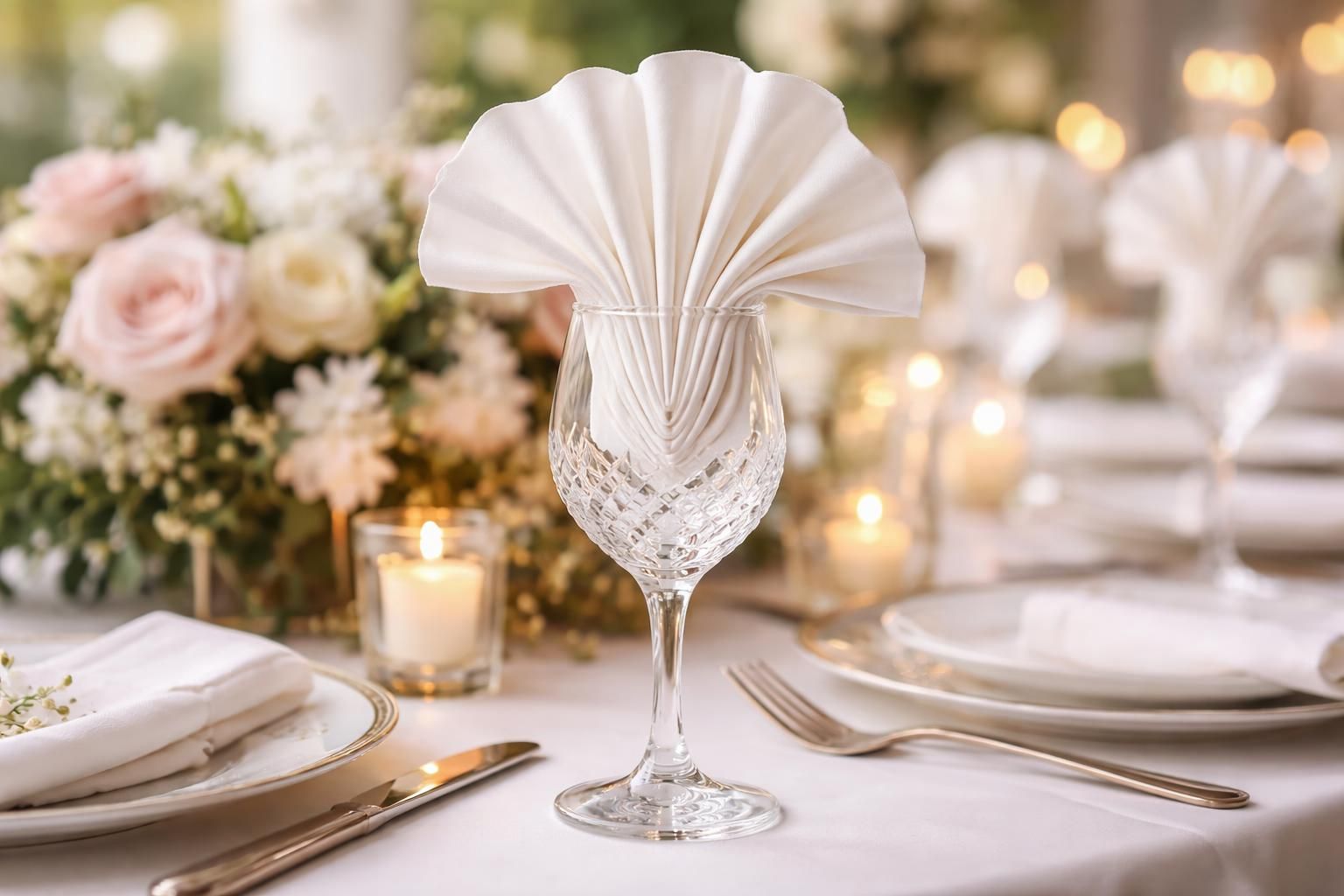 apprenez à réaliser un pliage de serviette élégant sur verre pour mariage en seulement 2 minutes et obtenez un rendu professionnel facilement.