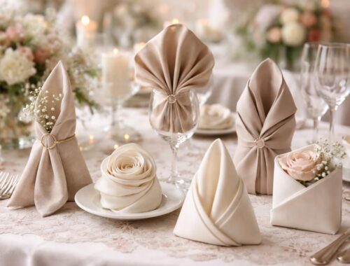 découvrez nos conseils pour choisir les meilleures serviettes en tissu pour mariage et maîtriser l'art du pliage pour une table élégante et raffinée.
