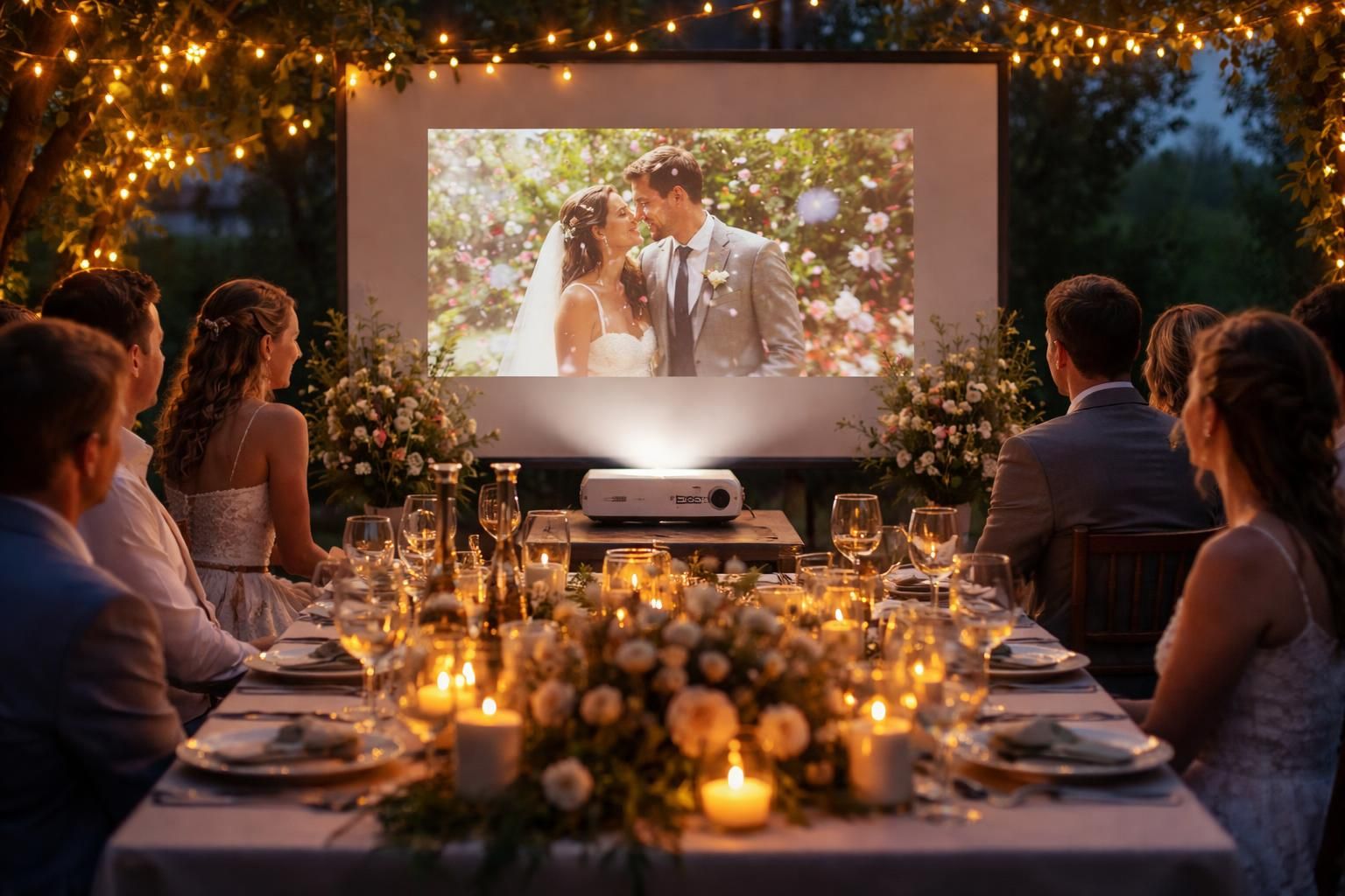 découvrez le mini vidéoprojecteur epson idéal pour projeter le diaporama des mariés lors du dîner, offrant une image nette et un moment inoubliable.