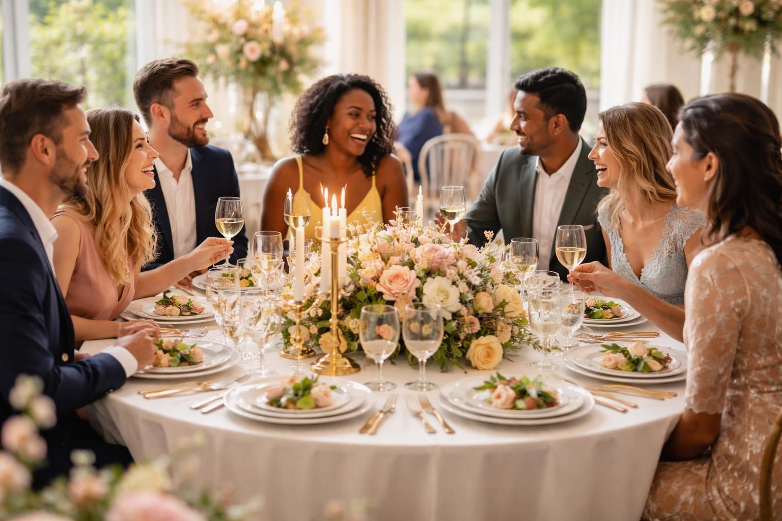 découvrez comment une table ronde lors d'un mariage favorise les échanges et crée une ambiance conviviale entre les invités.