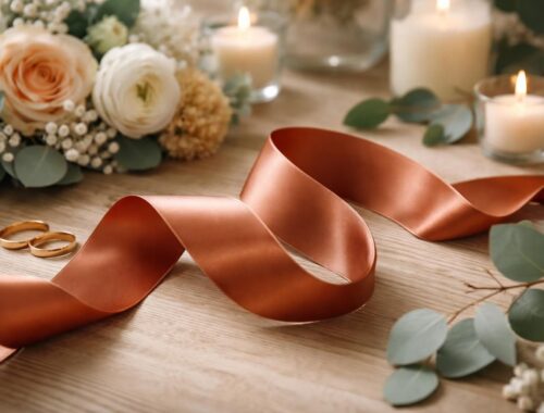 découvrez notre ruban satin terracotta, parfait pour sublimer votre décoration de mariage avec des options élégantes et raffinées.