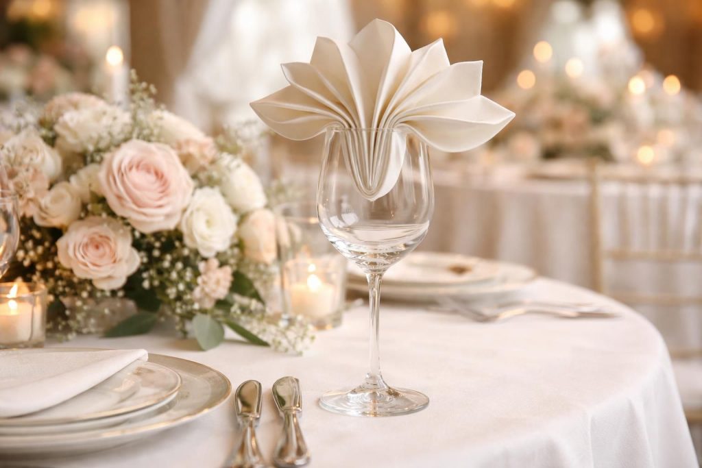 découvrez nos conseils pratiques pour réussir le pliage de serviette sur verre lors de votre mariage et offrir une décoration élégante et raffinée à vos invités.