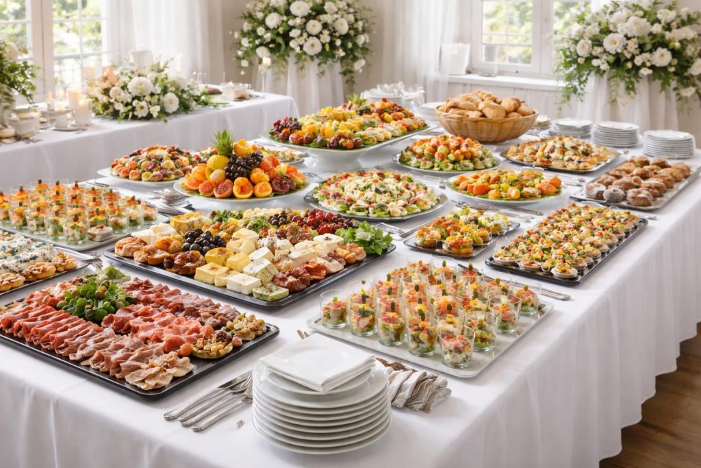 découvrez nos astuces pour déterminer la quantité idéale de nourriture pour un buffet froid de 50 personnes lors d'un mariage et ne rien oublier pour un repas réussi.