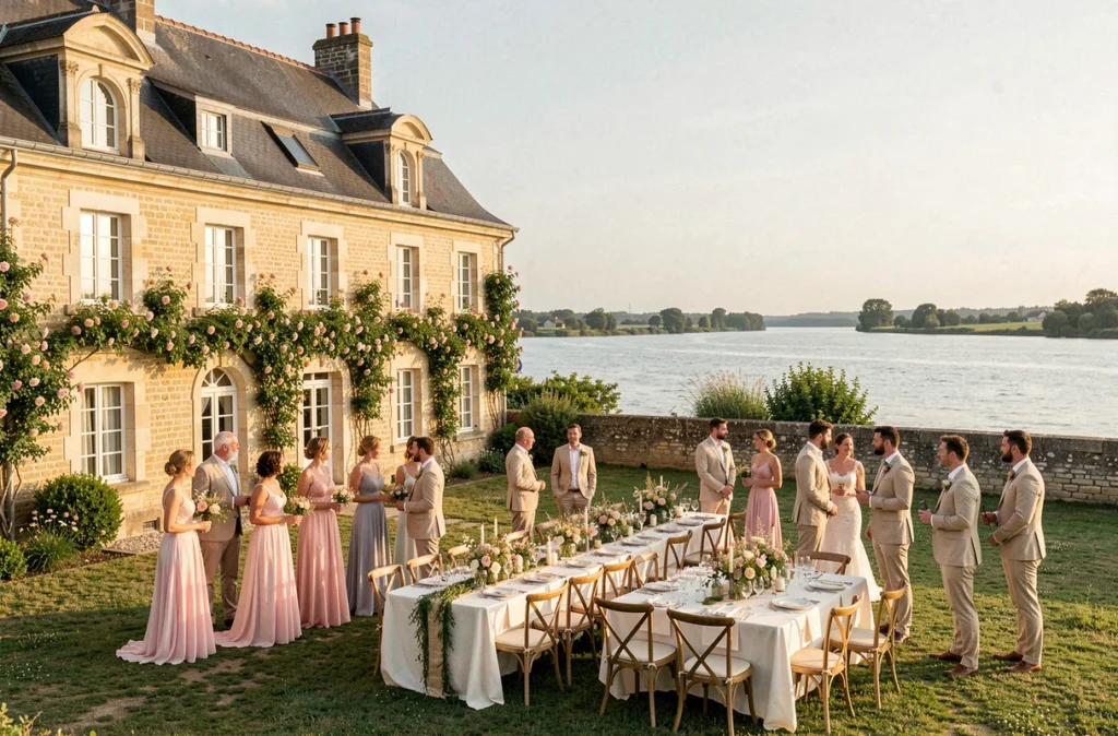 Domaine rustique du Château de Belle Poule au bord de la Loire lors d'un mariage champêtre